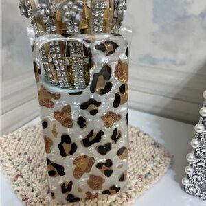 Leopard Print Phone Case with Gold Accents